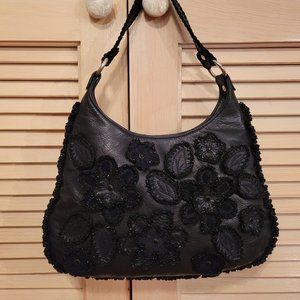 Isabella Fiore Black Leather Embelished Shoulder Bag
